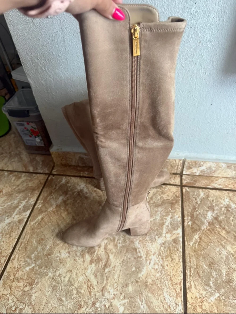 Michael Kors Taupe Over-the-Knee Suede Boots